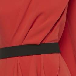 Pre Owned Roksanda Red Crepe Drape Detail Belted Galle Midi Dress S