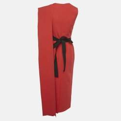 Pre Owned Roksanda Red Crepe Drape Detail Belted Galle Midi Dress S