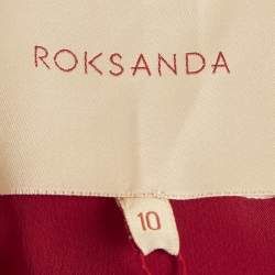 Pre Owned Roksanda Burgundy Crepe Asymmetric Shoulder Cape Edith Midi Dress M