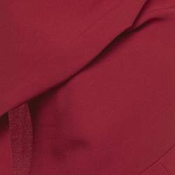 Pre Owned Roksanda Burgundy Crepe Asymmetric Shoulder Cape Edith Midi Dress M