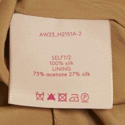 Pre Owned Roksanda Brown Colorblock Silk Shoulder Drape Maxi Dress M