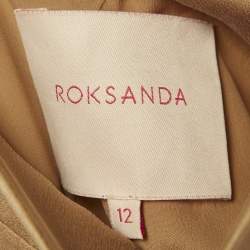 Pre Owned Roksanda Brown Colorblock Silk Shoulder Drape Maxi Dress M