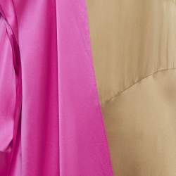 Pre Owned Roksanda Brown Colorblock Silk Shoulder Drape Maxi Dress M