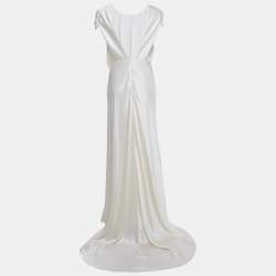 Pre Owned Roksanda Ivory Silk Draped Back Detail Oriana Maxi Dress M