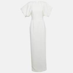 Pre Owned Roksanda White Crepe Puffed Sleeve Belted Maxi Dress M
