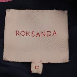 مملوكة مسبقًا Roksanda Ilincic Navy Blue Stretch Cady Hadari Bell Sleeve Midi Dress M