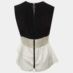 Pre Owned Roksanda Black Cotton & White Sleeveless Top M