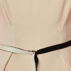 مملوكة مسبقًا Roksanda Ilincic Beige & Neon Pink Wool Crepe Midi Dress M