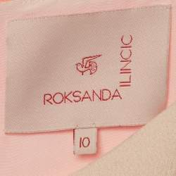 مملوكة مسبقًا Roksanda Ilincic Beige & Neon Pink Wool Crepe Midi Dress M