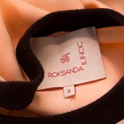 Pre Owned Roksanda Ilincic Peach Crepe Contrast Ribbed Neck Detail Flared Sleeve Top S