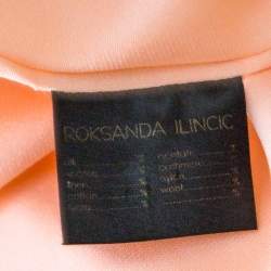 Pre Owned Roksanda Ilincic Peach Crepe Contrast Ribbed Neck Detail Flared Sleeve Top S