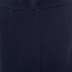 Pre Owned Roksanda Ilincic Navy Blue Wool Crepe High Waist Breton Shorts M