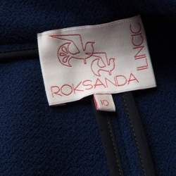 Pre Owned Roksanda Ilincic Navy Blue Wool Crepe High Waist Breton Shorts M