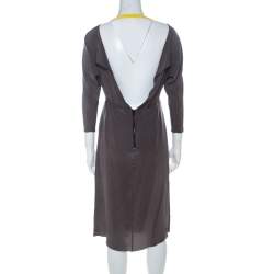 Roksanda Ilincic Gunmetal Grey Silk Pleated Skirt Backless Midi Dress M