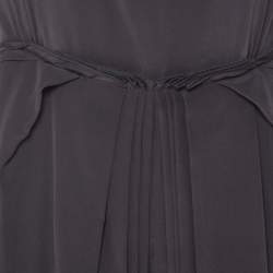 Roksanda Ilincic Gunmetal Grey Silk Pleated Skirt Backless Midi Dress M