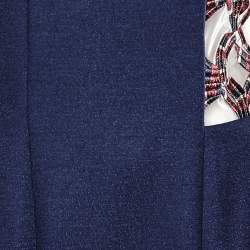 Pre Owned Roksanda Ilincic Navy Blue Wool & Embroidered Trim Langston Dress M