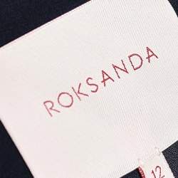 Pre Owned Roksanda Ilincic Navy Blue Wool & Embroidered Trim Langston Dress M