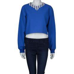 Pre Owned Roksanda Ilincic Blue Oversized Long Sleeve Crop Top M