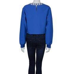 Pre Owned Roksanda Ilincic Blue Oversized Long Sleeve Crop Top M