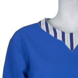 Pre Owned Roksanda Ilincic Blue Oversized Long Sleeve Crop Top M