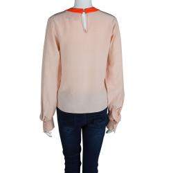 Pre Owned بلوزة روكساندا إلينسيك وردي فاتح وبرتقالي نيون M