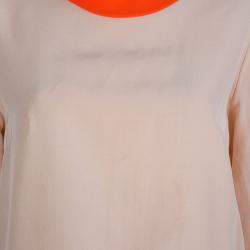 Pre Owned بلوزة روكساندا إلينسيك وردي فاتح وبرتقالي نيون M