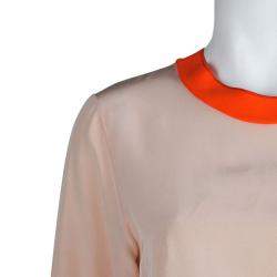 Pre Owned بلوزة روكساندا إلينسيك وردي فاتح وبرتقالي نيون M