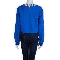 مملوكة مسبقًا Roksanda Ilincic Blue Oversized Long Sleeve Crop Top M