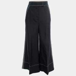 Roksanda Black Wool Side Stripe Wide-Leg Pants M