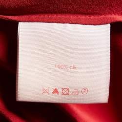 مملوكة مسبقًا Roksanda Red Silk Satin Asymmetric Hem Sleeveless Top L