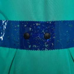 Pre Owned Roksanda Ilincic Green & Blue Silk Blend Belted Sheath Dress M