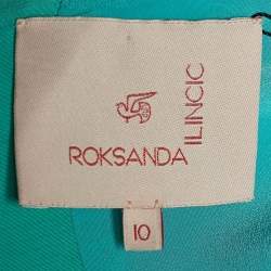 Pre Owned Roksanda Ilincic Green & Blue Silk Blend Belted Sheath Dress M