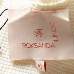 Roksanda Ilincic Off White Stretch Knit Draped Waist Sleeveless Midi Dress M