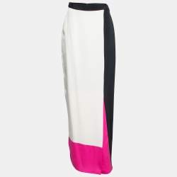 Roksanda Ilincic Navy Blue Colorblock Silk Maxi Skirt L