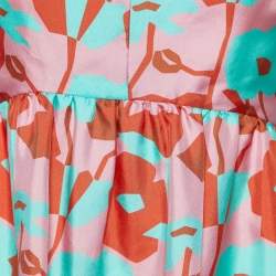 Pre Owned Roksanda Ilincic Red Floral printed Silk Sleeveless Peplum Top S