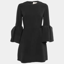 Pre Owned Roksanda Ilincic Black Crepe Gathered Bell Sleeve Short Dress S