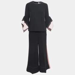 Roksanda Ilincic Black Silk Contrast Trimmed Pant Top Set M