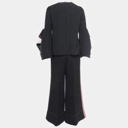 Roksanda Ilincic Black Silk Contrast Trimmed Pant Top Set M