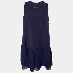 Pre Owned Roksanda Navy Blue Crepe Shift Dress L