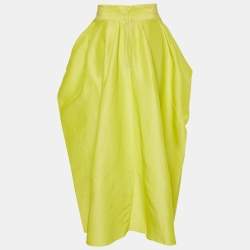Pre Owned Roksanda Ilincic Yellow Cotton & Silk Draped Maxi Skirt M