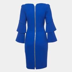 Pre Owned Roksanda Ilincic Blue Crepe Bell Sleeve Midi Dress S