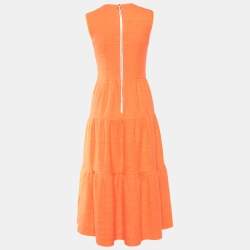 Pre Owned Roksanda Ilincic Orange Cotton Tweed Sleeveless Long Dress S