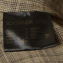 Roksanda Ilincic Beige Glen Plaid Wool Pleated Midi Skirt S