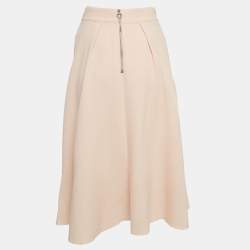 Pre Owned Roksanda Ilincic Pink Contrast Trim Crepe Pleated Midi Skirt S