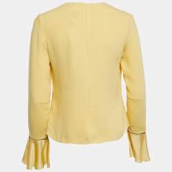 Roksanda Yellow Silk Full Sleeve Ruffle Detailed Blouse M