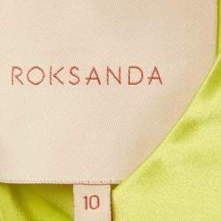 Pre Owned Roksanda Acid Green Satin Flared Maxi Dress M