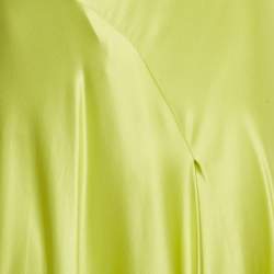 Pre Owned Roksanda Acid Green Satin Flared Maxi Dress M