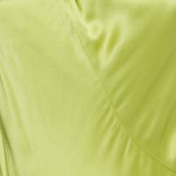 Pre Owned Roksanda Acid Green Satin Flared Maxi Dress M