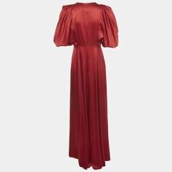 Pre Owned Roksanda Red Satin Silk Maxi Dress M