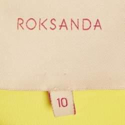 مملوكة مسبقًا فستان ميدي روكسندا كريب وردي/أصفر بنمط انسيابي مقاس متوسط - ميديم